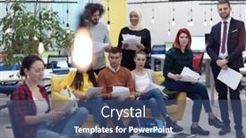  Presentation with coworking - Theme enhanced with business-team-portrait-at-modern background and a ocean colored foreground