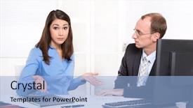  Presentation with team work - Beautiful presentation design featuring two people different - business team - problems backdrop and a light blue colored foreground