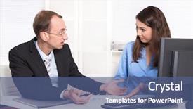  Presentation with team work - Presentation theme with business team - problems under men and woman - misunderstandings and problems at work in the office - concept for teamwork background and a ocean colored foreground