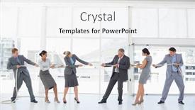  Presentation with rope - Beautiful theme featuring business-team-pulling-the-rope backdrop and a white colored foreground