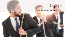  Presentation with rope - PPT theme featuring business team pulls the rope background and a lemonade colored foreground