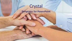  Presentation with business team join hands white - Beautiful presentation theme featuring business team putting hands together backdrop and a light blue colored foreground