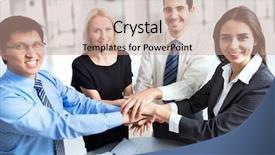  Presentation with business team join hands white - Presentation design consisting of business team putting their hands background and a coral colored foreground