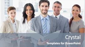  Presentation with taking notes - Amazing theme having business team reading from files backdrop and a gray colored foreground