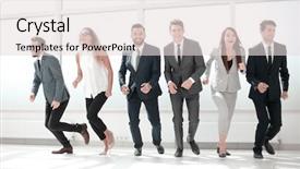  Presentation with effort - Audience pleasing PPT theme consisting of business team running together backdrop and a lemonade colored foreground