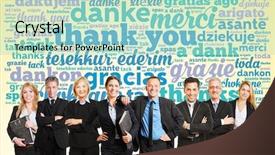  Presentation with saying - Audience pleasing presentation design consisting of business team saying thank you backdrop and a mint green colored foreground