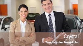  Presentation with car business - Audience pleasing theme consisting of business team smiling at camera backdrop and a  colored foreground