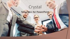  Presentation with team hands - Cool new theme with business-team-stacking-hands-looking backdrop and a lemonade colored foreground