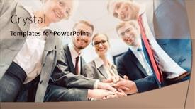  Presentation with team hands - Theme with business-team-stacking-hands-looking background and a lemonade colored foreground