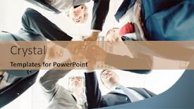  Presentation with teambuilding - Cool new presentation with business-team-starting-a-new backdrop and a coral colored foreground