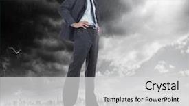  Presentation with supporting - Colorful theme enhanced with business team supporting boss against cityscape on the horizon backdrop and a light gray colored foreground