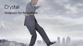  Presentation with supporting - Presentation theme having business team supporting boss against rocky landscape background and a light gray colored foreground