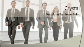 Presentation with walking - Amazing presentation theme having business team walking at modern backdrop and a soft green colored foreground