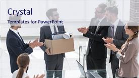  Presentation with welcome aboard new staff - Audience pleasing PPT theme consisting of business team welcomes new employee backdrop and a sky blue colored foreground