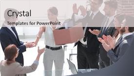  Presentation with recognition - Theme featuring business team welcomes new employee background and a light gray colored foreground