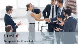  Presentation with welcome aboard new staff - Slide deck featuring business team welcomes the new background and a light blue colored foreground