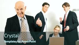  Presentation with team leader - Colorful presentation enhanced with business-team-with-a-portrait backdrop and a tawny brown colored foreground