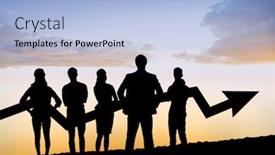  Presentation with shining - Amazing PPT theme having business-team-with-arrow-against backdrop and a light blue colored foreground