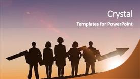  Presentation with purple business - PPT theme with silhouette businesswoman run - business team with arrow background and a gray colored foreground