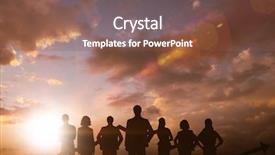  Presentation with sun - Beautiful slide set featuring business team with arrow backdrop and a tawny brown colored foreground