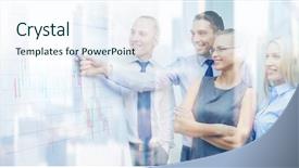  Presentation with discussion board - Theme featuring business team with forex chart background and a sky blue colored foreground