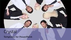  Presentation with circle - Audience pleasing presentation theme consisting of business-team-within-circle backdrop and a light blue colored foreground