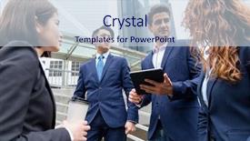  Presentation with hong kong - Slide deck with business team working at hong kong background and a sky blue colored foreground