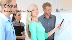  Presentation with whiteboard - Amazing slide set having business team working in office near whiteboard backdrop and a coral colored foreground