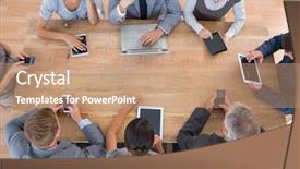  Presentation with multimedia - Presentation design consisting of business team working on their background and a coral colored foreground