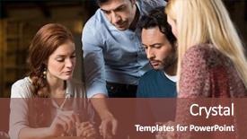  Presentation with digital project - PPT theme consisting of business team working together until background and a tawny brown colored foreground