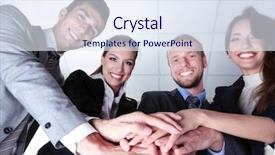  Presentation with team working together - Slide deck with business team working together background and a sky blue colored foreground