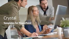  Presentation with team working together - Amazing slide deck having business-team-working-together backdrop and a violet colored foreground