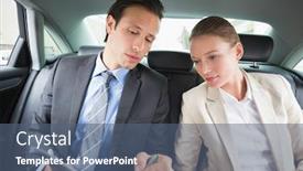  Presentation with team working together - Cool new presentation design with business team working together in the car backdrop and a ocean colored foreground