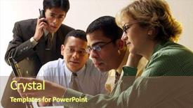  Presentation with business process - Beautiful presentation design featuring business team working together backdrop and a tawny brown colored foreground