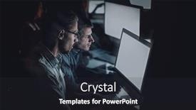  Presentation with computers - PPT layouts featuring business-team-works-on-computers background and a wine colored foreground