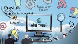  Presentation with design team - Beautiful presentation featuring business team writing against artistic cityscape design backdrop and a light blue colored foreground