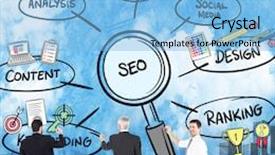  Presentation with design team - PPT theme with business team writing against artistic cityscape design background and a light blue colored foreground