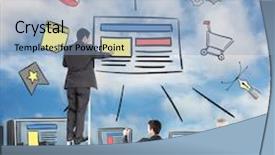  Presentation with design team - Slides with business team writing against cityscape background and a light blue colored foreground