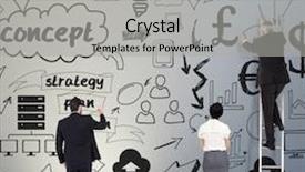  Presentation with spotlight - PPT theme featuring business team writing against white background with spotlight background and a light gray colored foreground