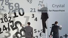  Presentation with spotlight - PPT theme enhanced with business team writing against white background with spotlight background and a light gray colored foreground