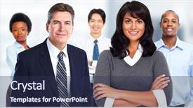  Presentation with team - Audience pleasing PPT theme consisting of business team backdrop and a tawny brown colored foreground