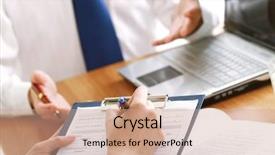  Presentation with law - Presentation design featuring business team background and a coral colored foreground