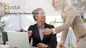  Presentation with business office desk - Audience pleasing PPT theme consisting of business-teamwork-at-the-office backdrop and a light gray colored foreground