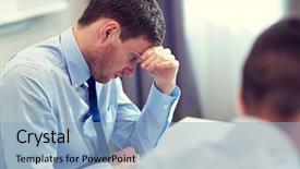  Presentation with problem solving - Presentation theme with business teamwork people and crisis background and a light blue colored foreground