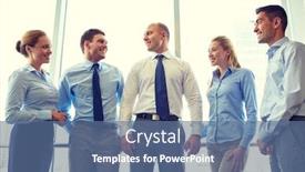  Presentation with people talking - PPT layouts having business teamwork people and technology concept - smiling business team meeting and talking in office background and a ocean colored foreground