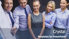  Presentation with discussion board - Cool new PPT layouts with business teamwork and people concept backdrop and a ocean colored foreground