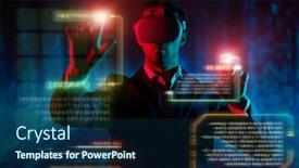  Presentation with digital technologies - Slide deck enhanced with business-technologies-of-the-future background and a navy blue colored foreground