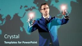  Presentation with hologram - Presentation design enhanced with business-technologies-of-the-future background and a ocean colored foreground