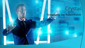  Presentation with blue neon - Presentation theme having business-technologies-of-the-future background and a teal colored foreground