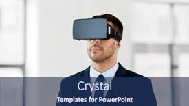  Presentation with augmented reality business - Presentation theme consisting of business technology and augmented reality concept - businessman with vr headset at office background and a navy blue colored foreground